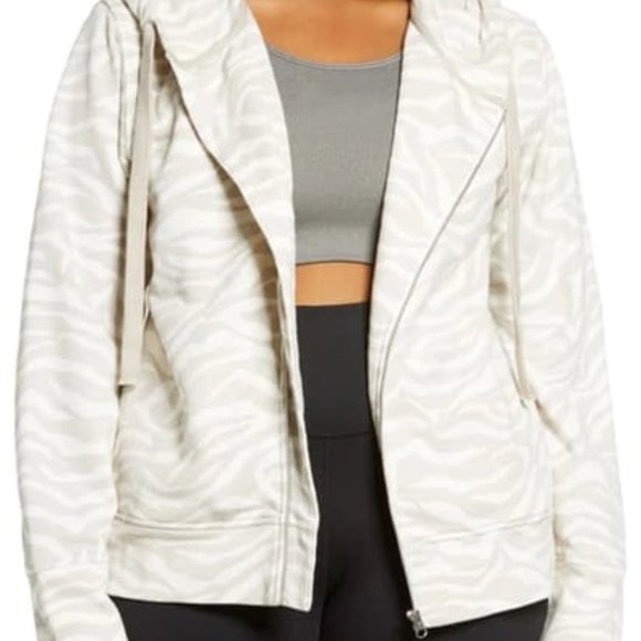 Zella West Coast Zebra Print  Zip Hoodie - Picture 1 of 2